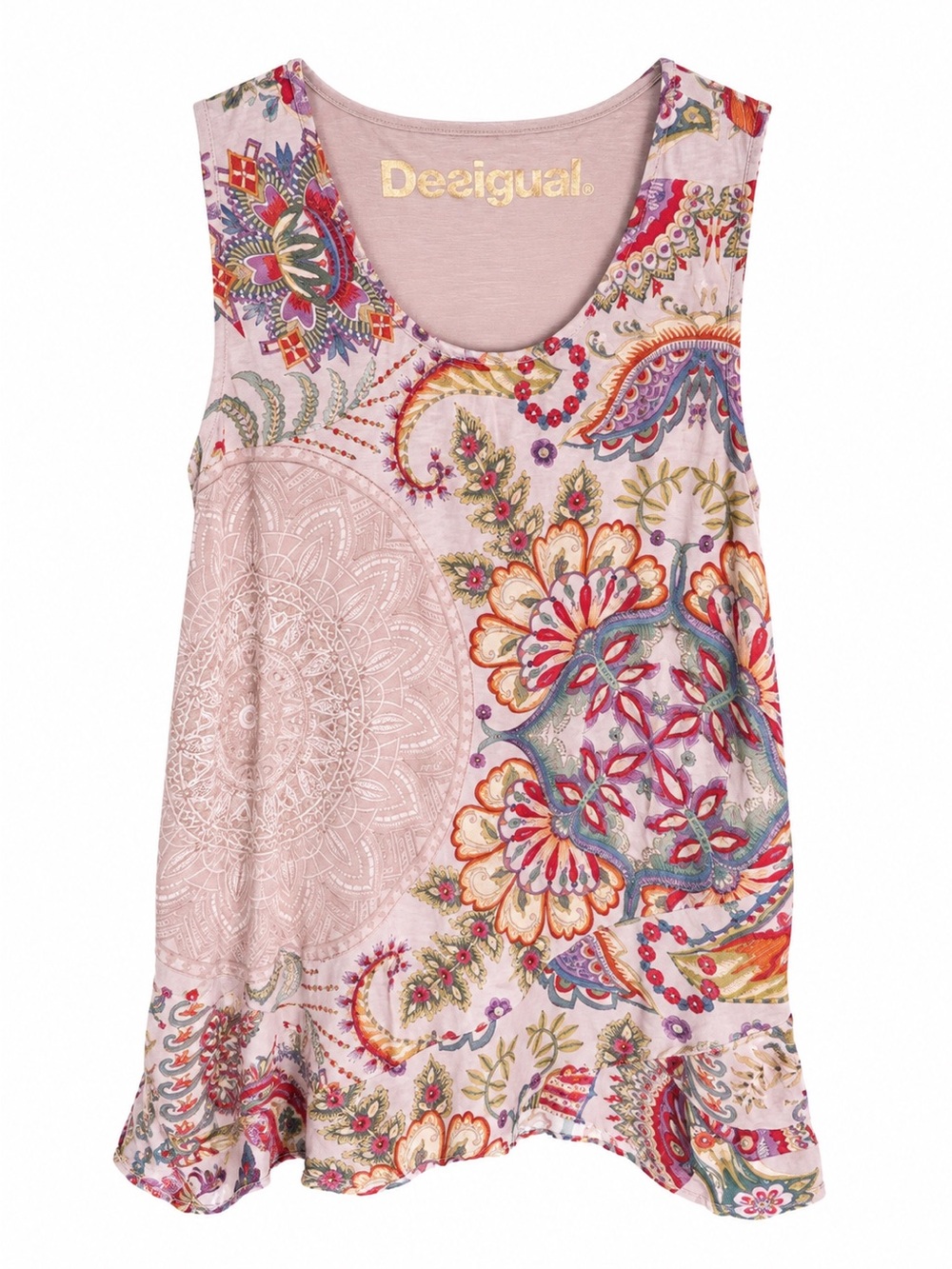 Desigual Beige Paisley Floral Sleeveless Tank
